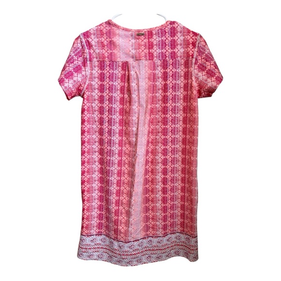 Cabana Life Pink and Red Patterned Short Sleeve Beach Pool Coverup Dress UPF50+ - Picture 3 of 14